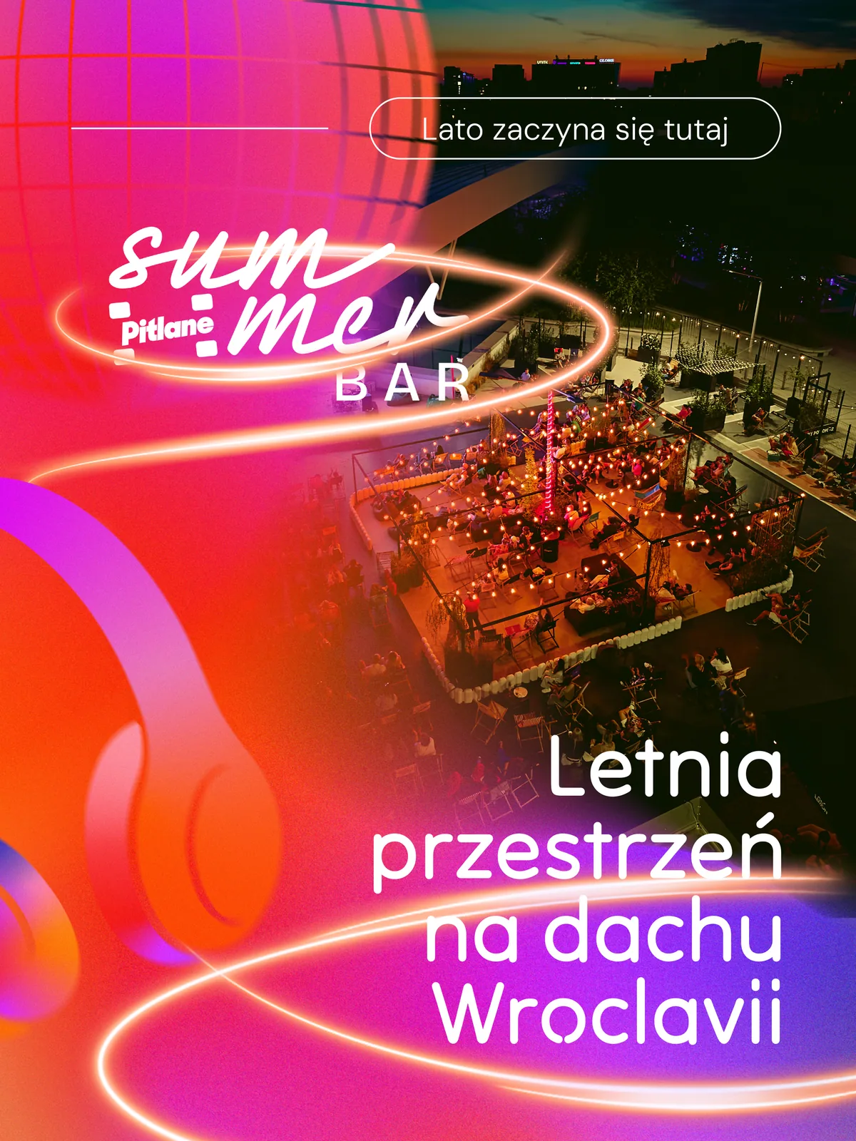 Kreacja Pitlane Summer Bar promująca letnią przestrzeń na dachu Wroclavii